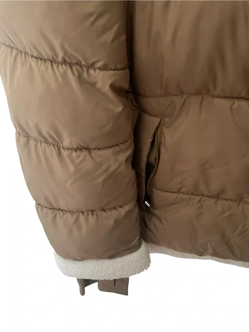 Michael Kors Faux Shearling Puffer Jacket with Sherpa Trim Sz XL
